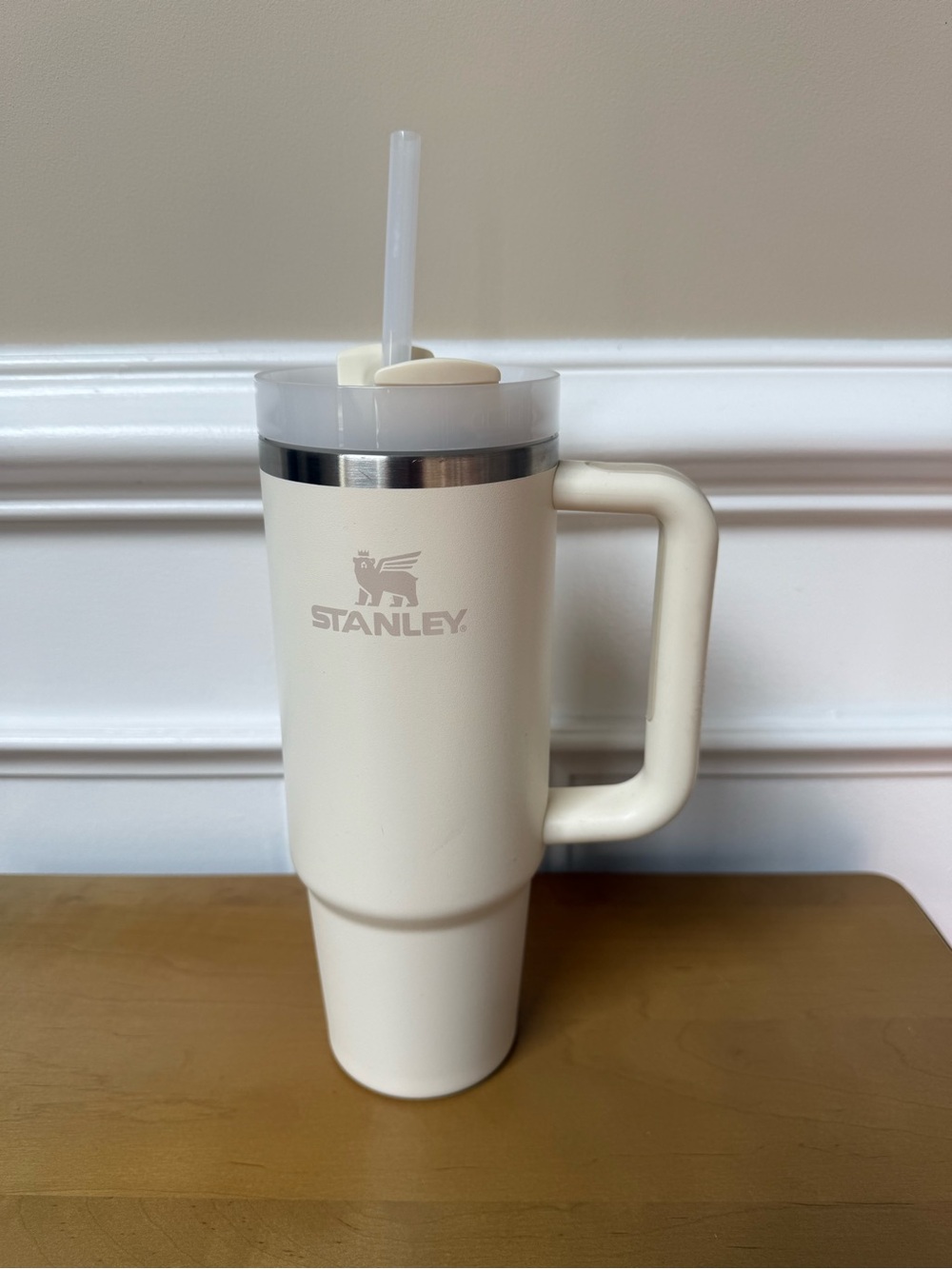Stanley Cream Insulated Tumbler with Handle and Straw